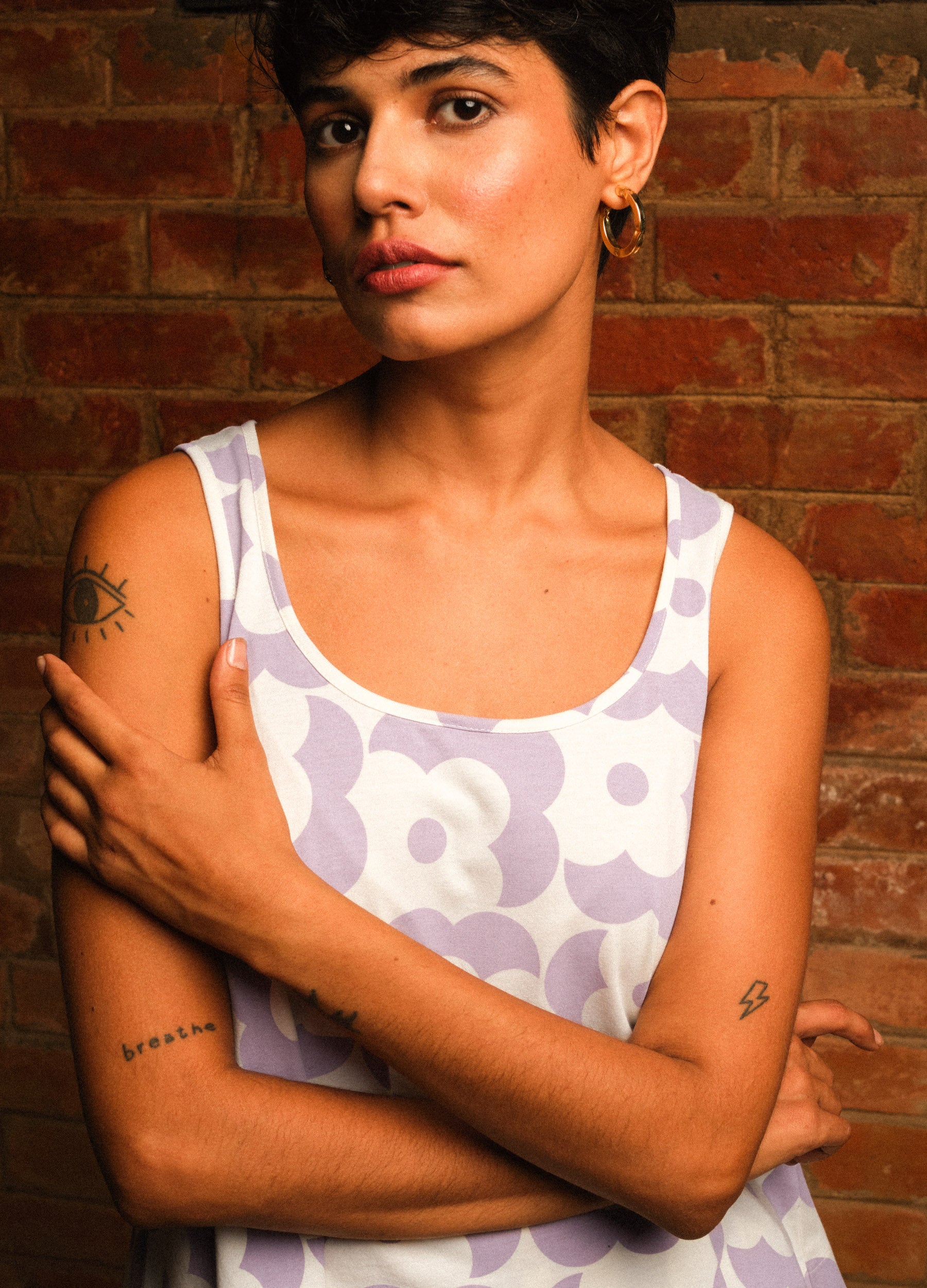 Lavender Floral Flared Tank