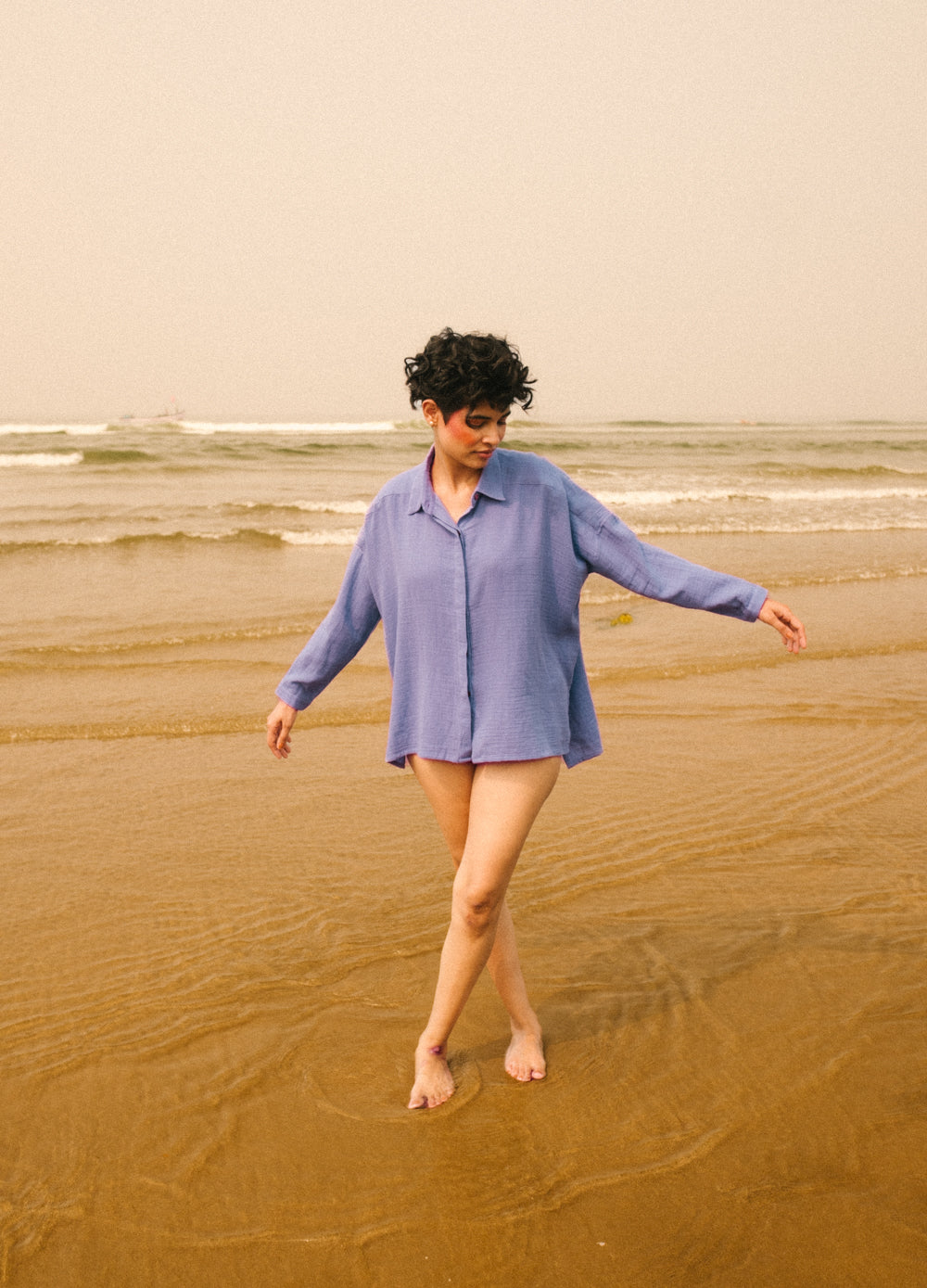 Lavender Side-Slit Shirt