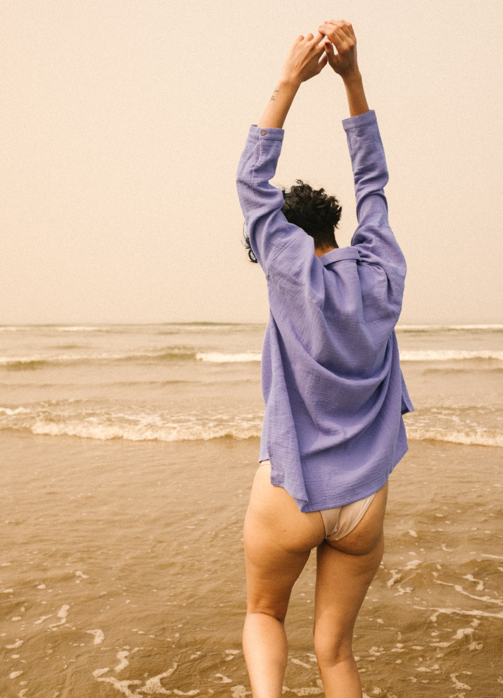 Lavender Side-Slit Shirt