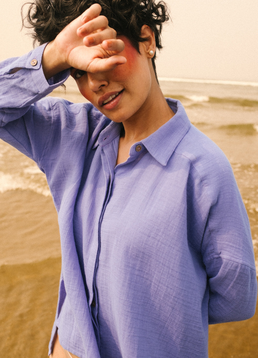 Lavender Side-Slit Shirt