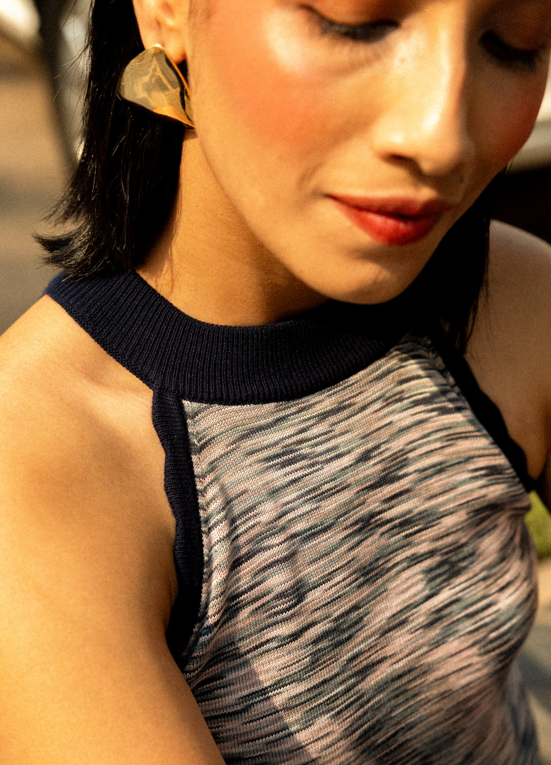 Luna Black Organic Cotton Knit Halter Neck Top For Women Online