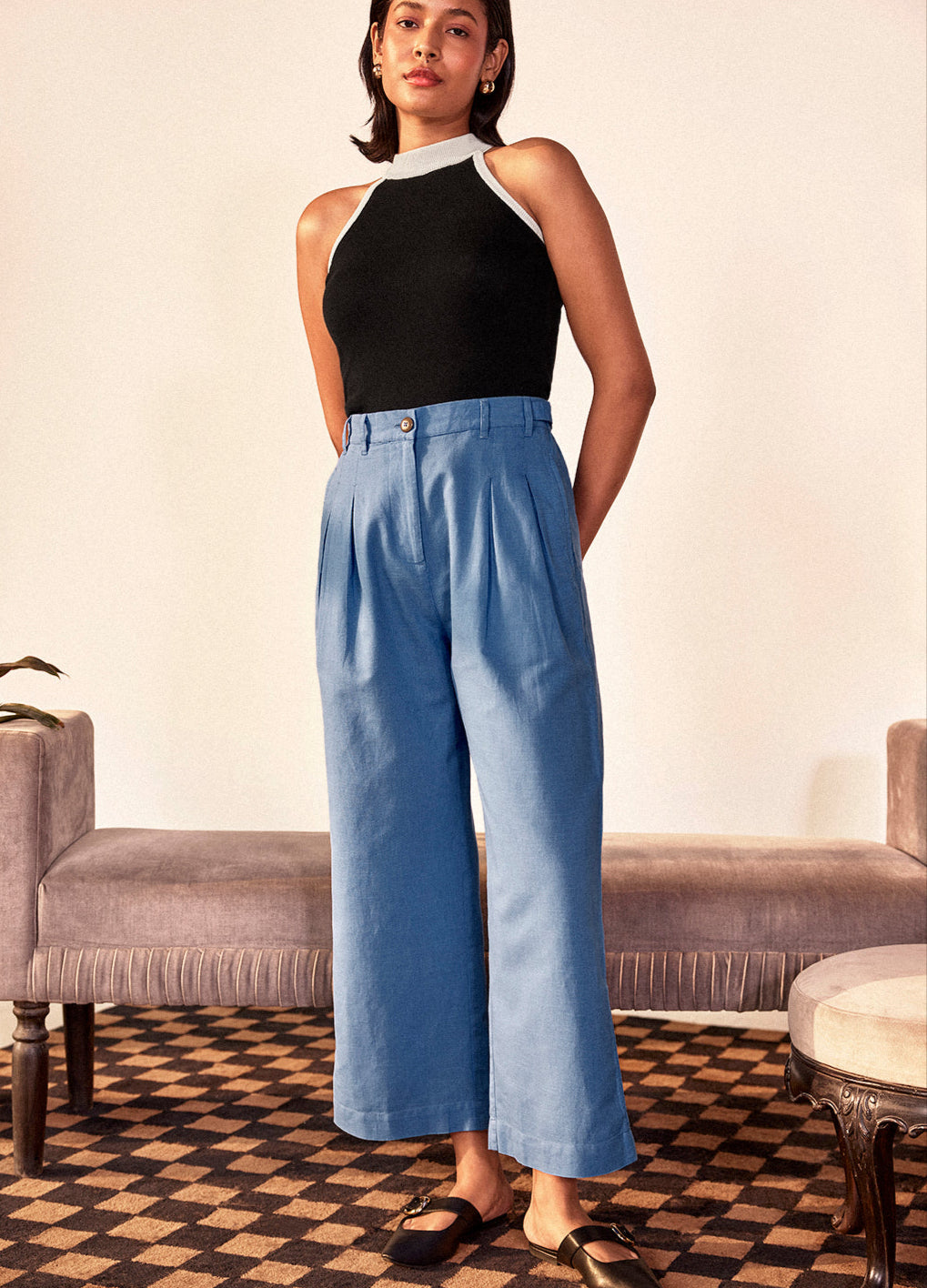 Madhubala Pants in Cobalt Blue For Women Online
