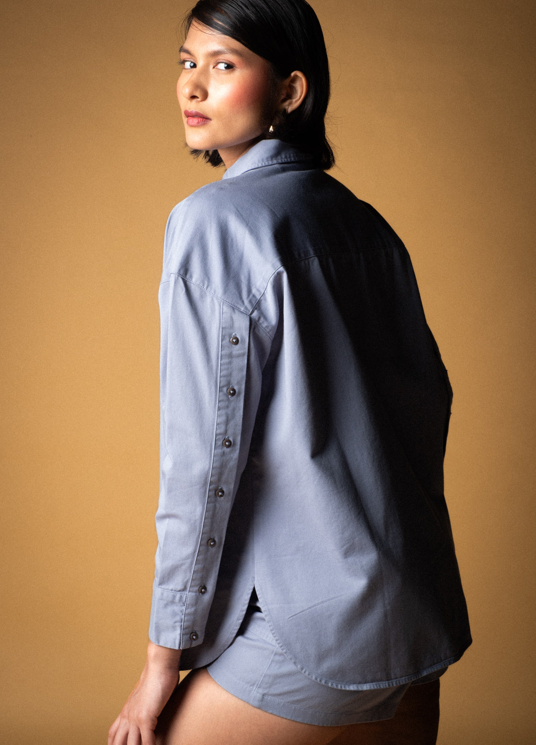 Moon Grey Organic Cotton Cape Shirt For Women Online