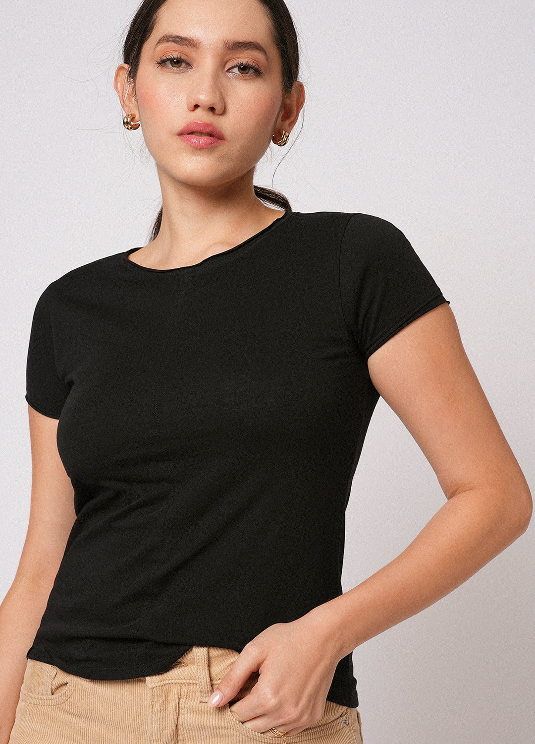 Noir Black Organic Cotton Slim T Shirt For Women Online