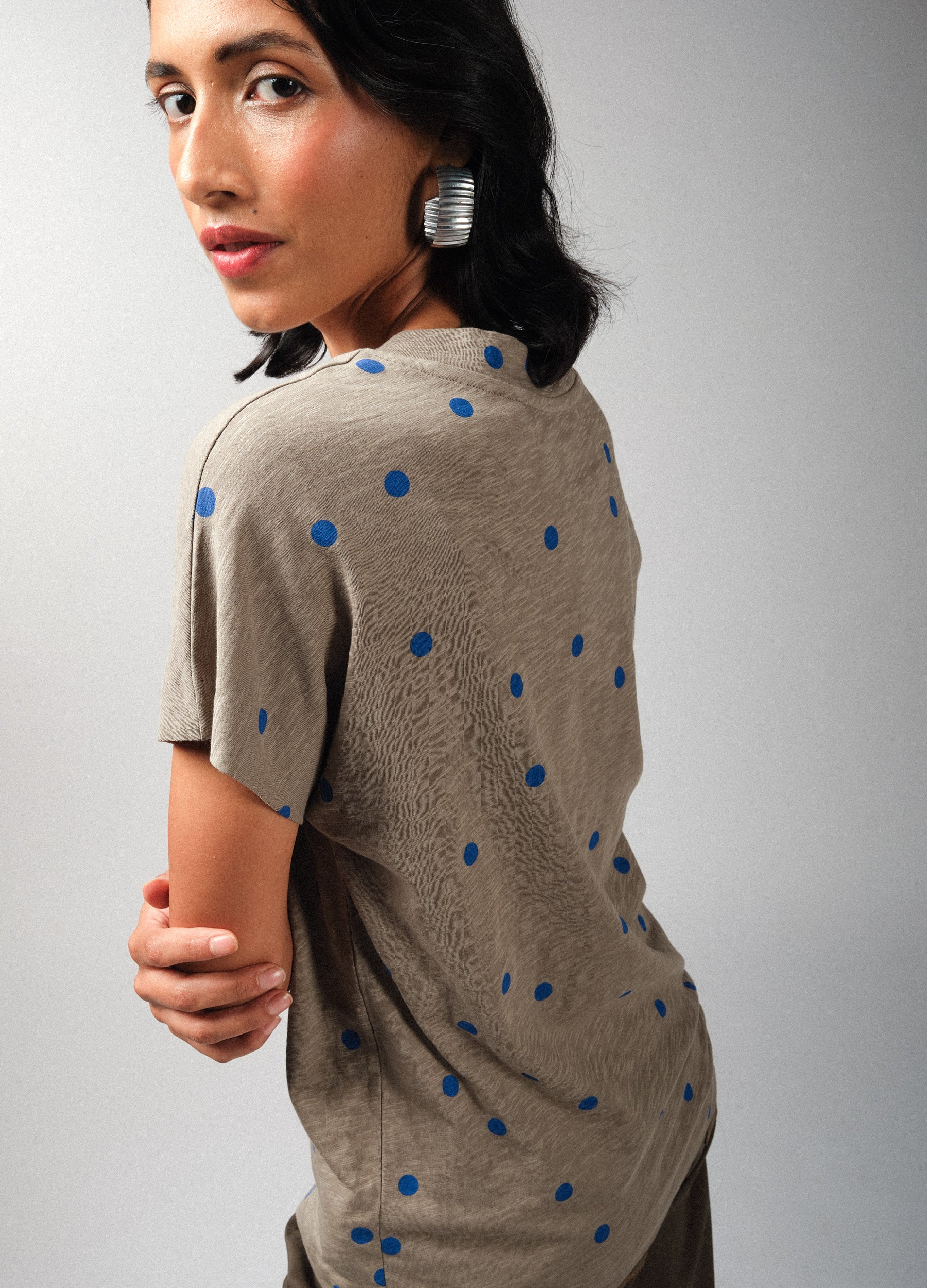 Shadow Polka V-Neck Tee