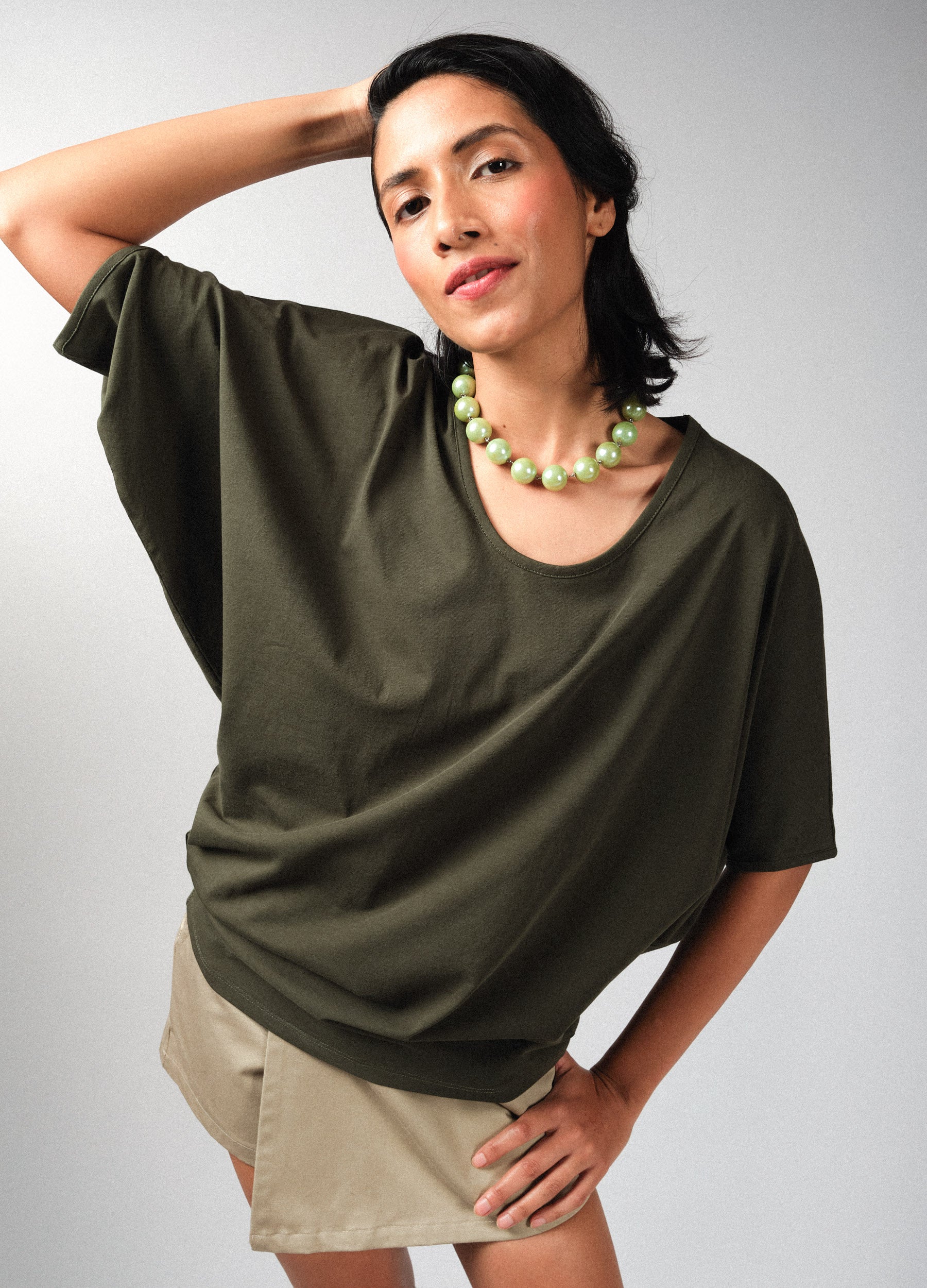 Willow Green Organic Cotton Drape Top For Women Online
