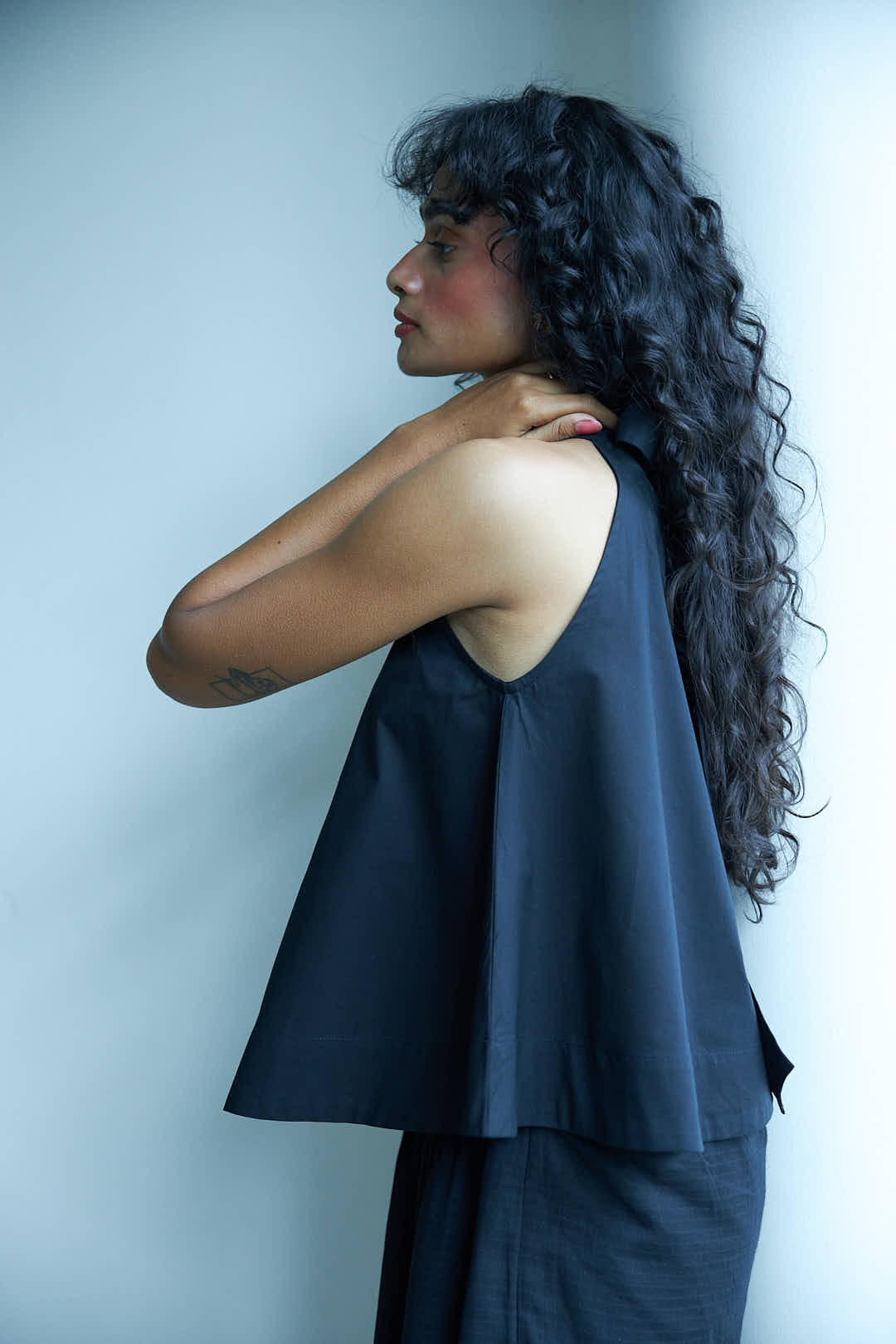 Noir Halter Tie Top