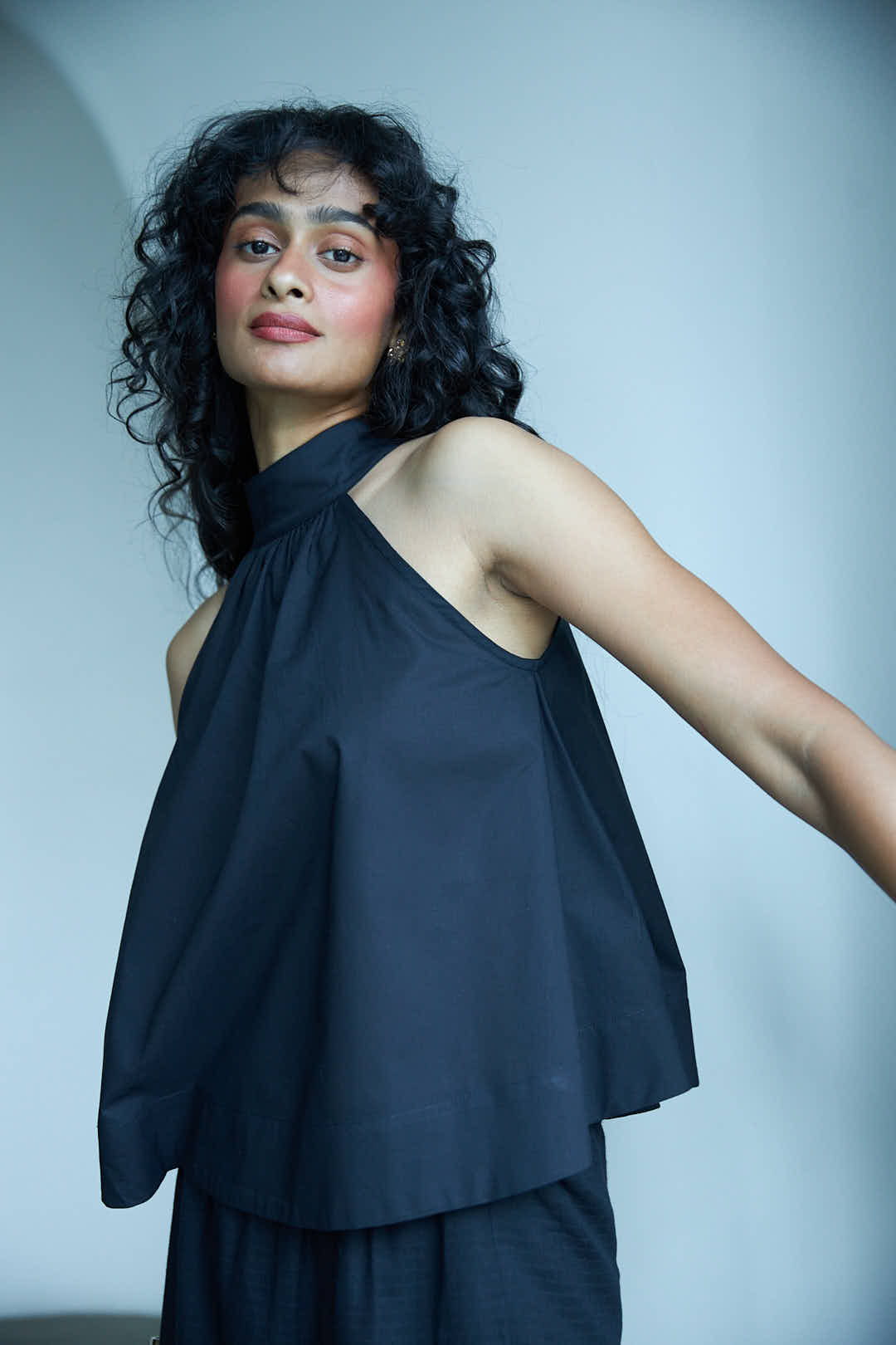 Noir Halter Tie Top