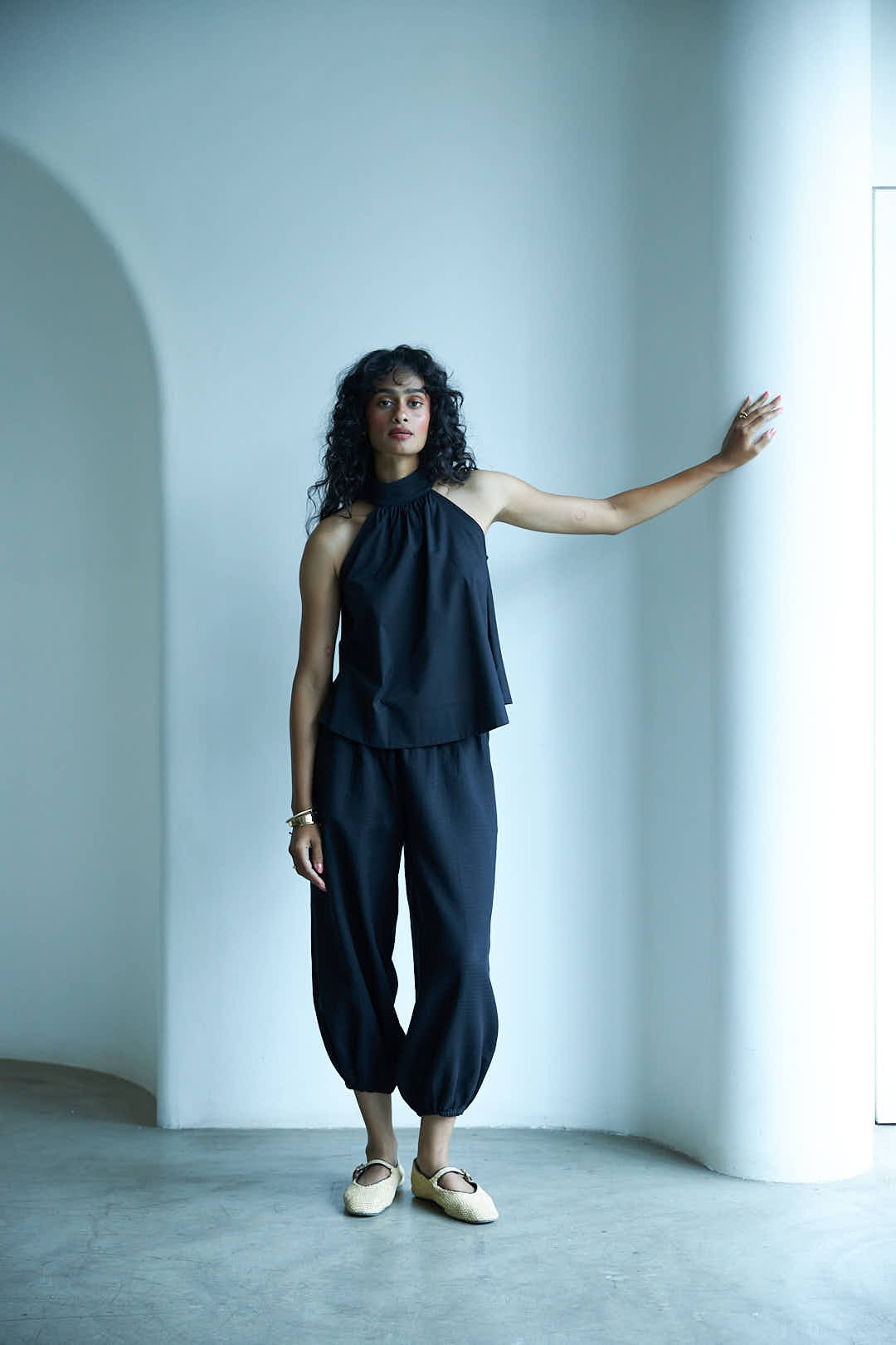 Noir Halter Tie Top