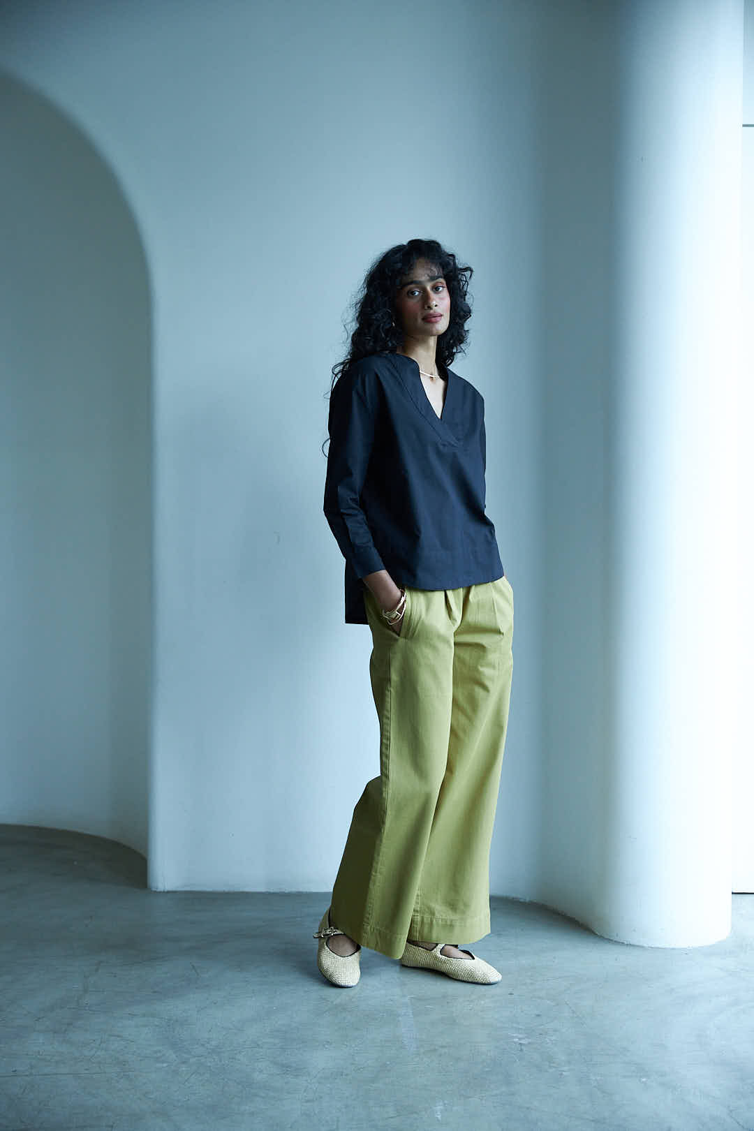 Noir V-Neck Blouse