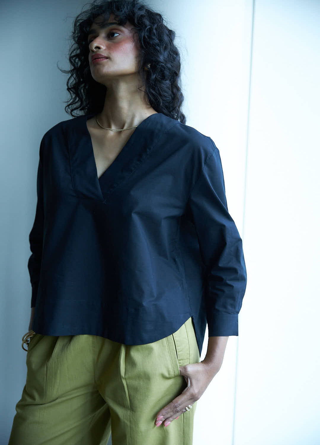 Noir V-Neck Blouse