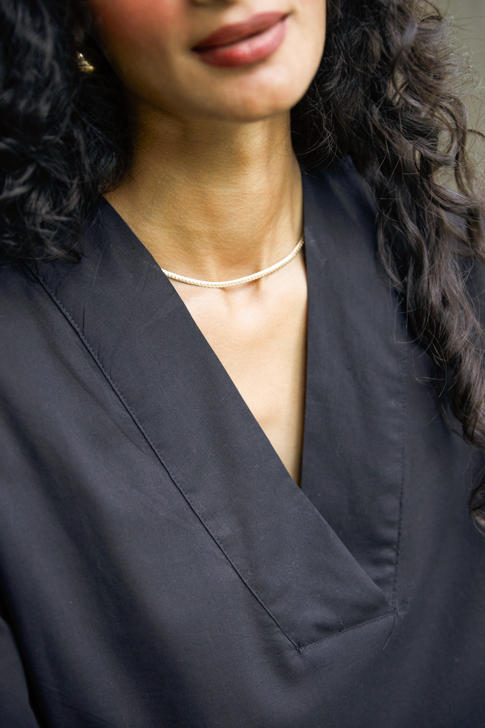 Noir V-Neck Blouse