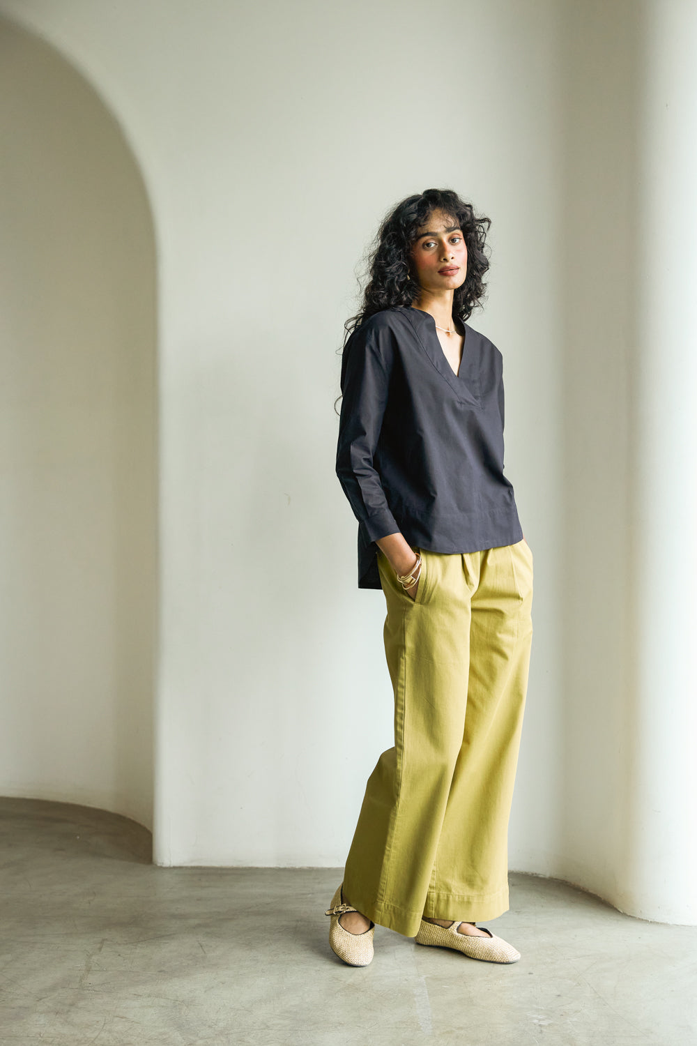 Noir V-Neck Blouse