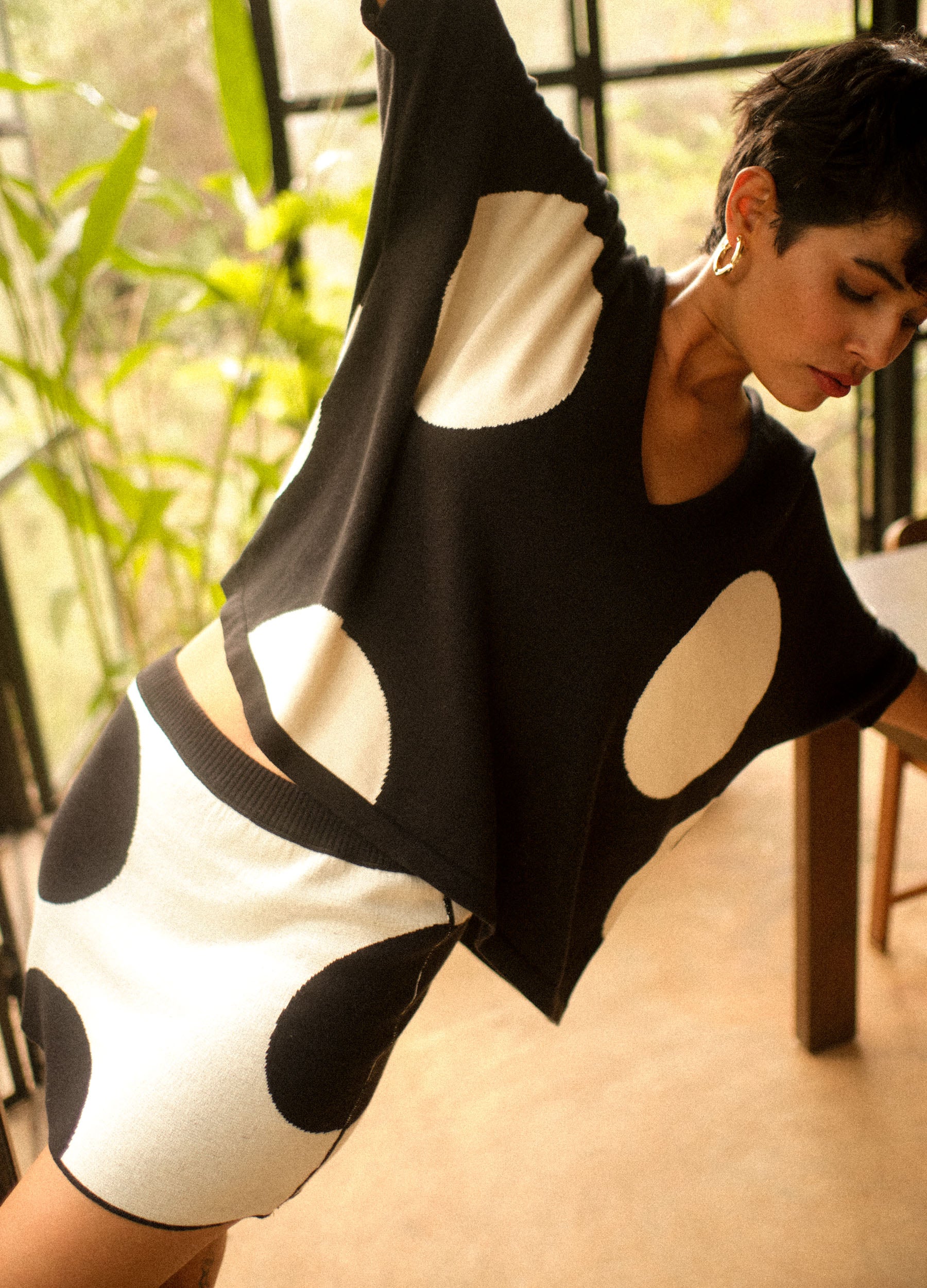 Noir Polka Reversible Mini Skirt