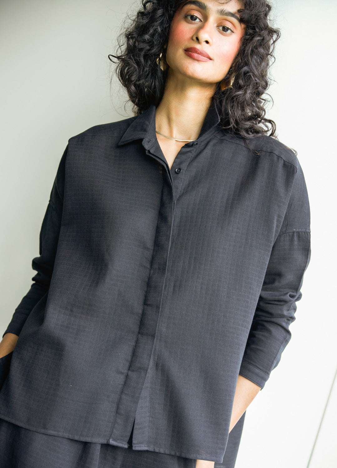Noir Side-Slit Shirt