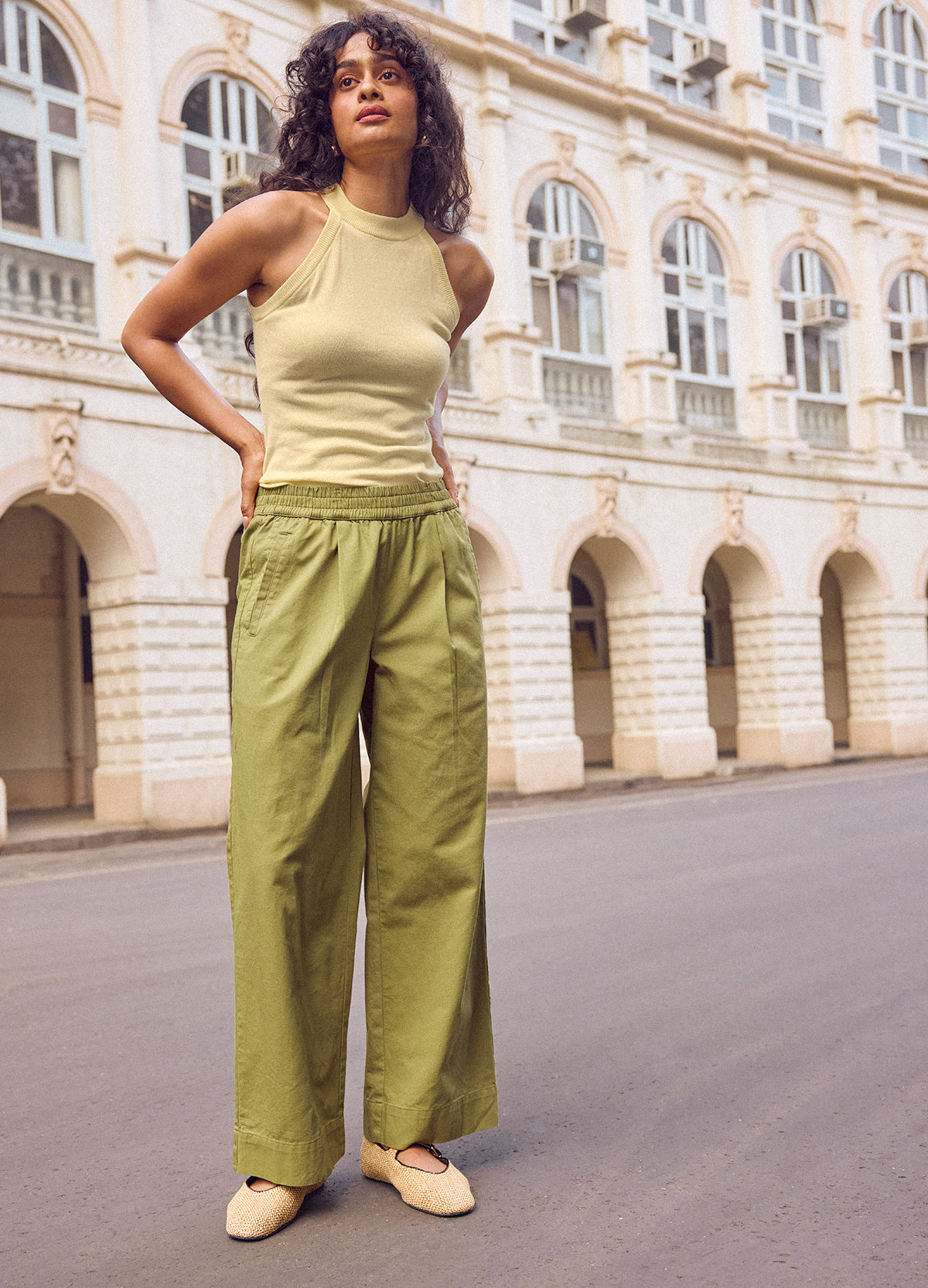 Olive Fluid Pants