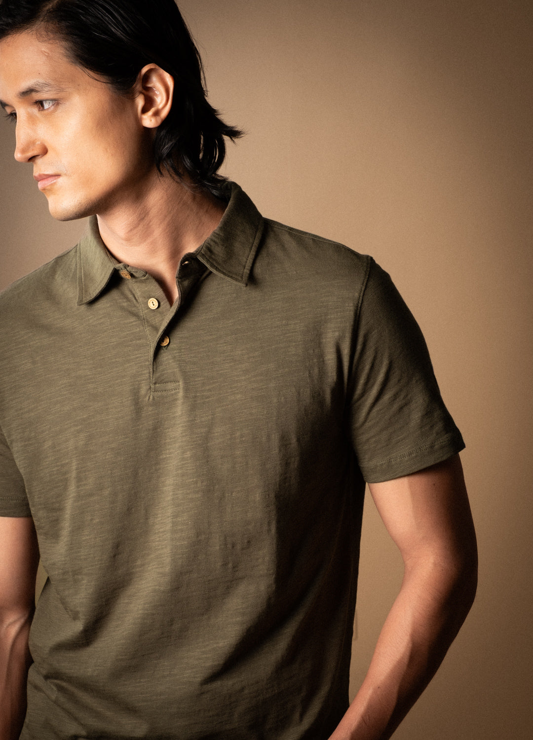 Olive Slub Polo