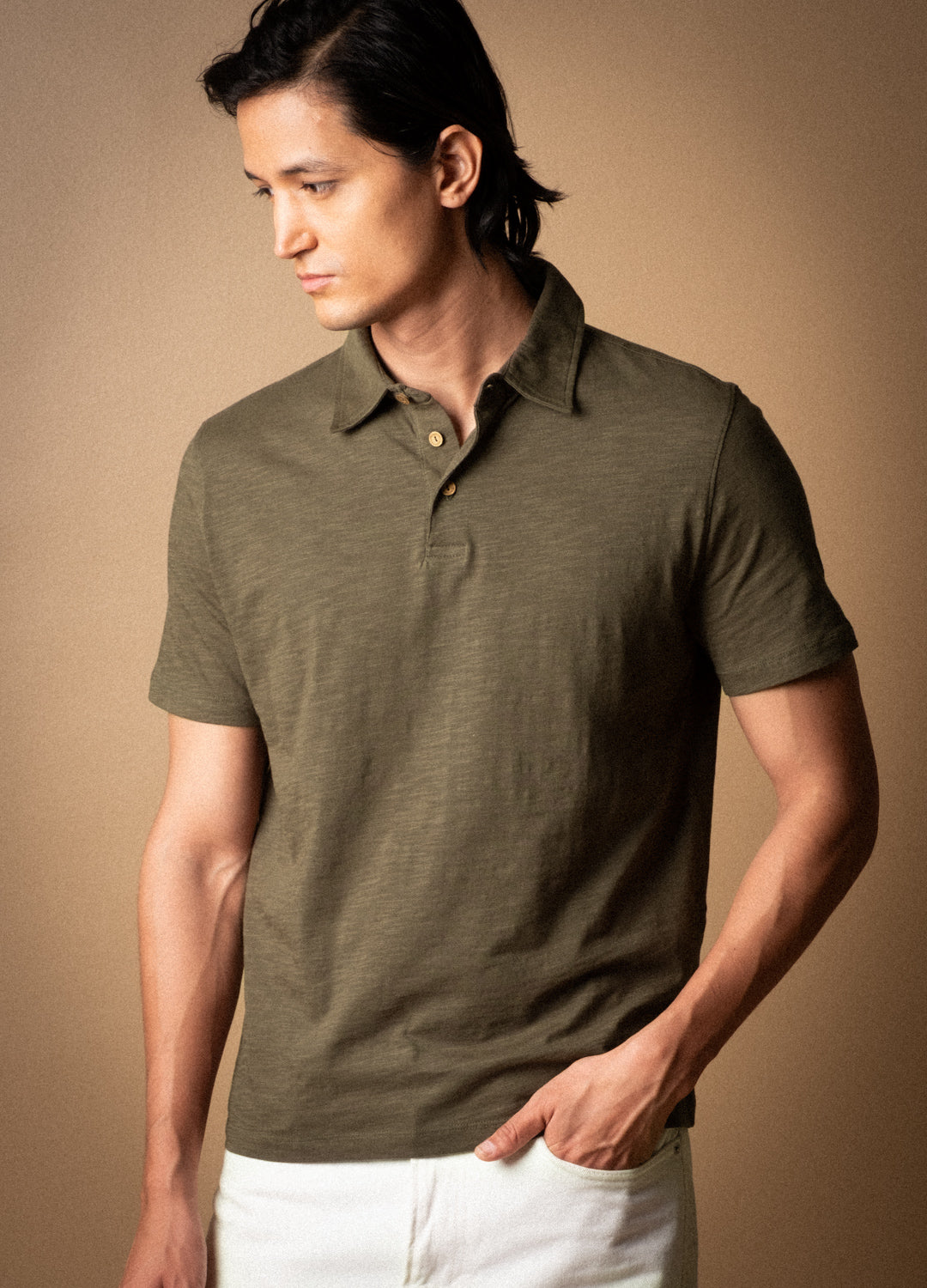 Olive Slub Polo