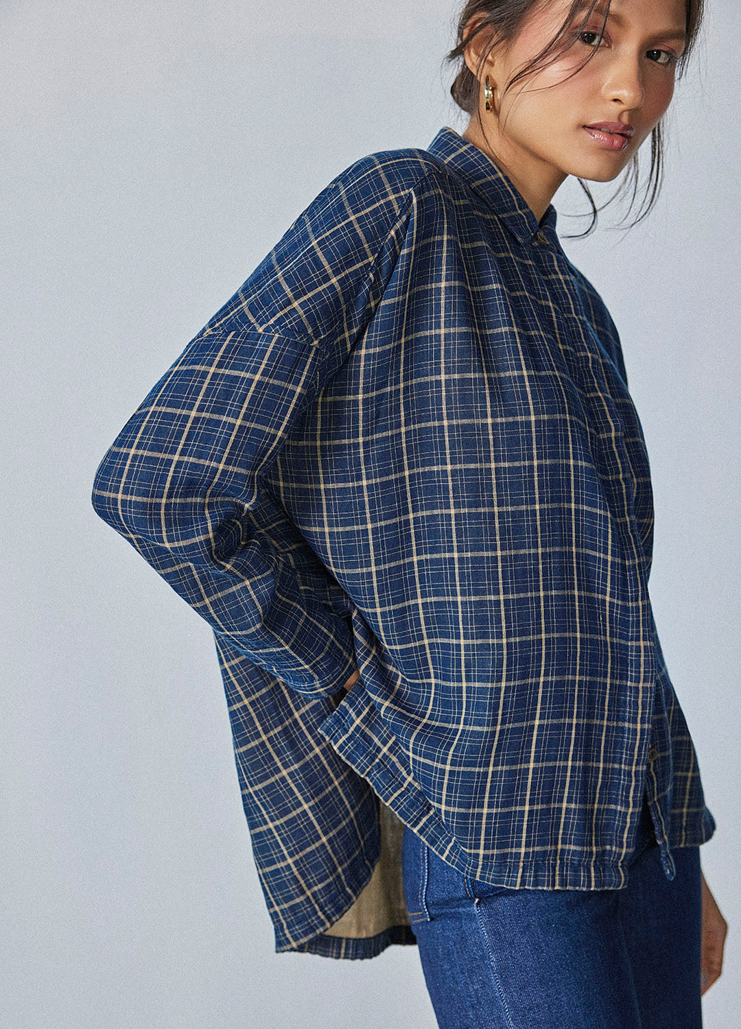 Plaid Side-Slit Shirt