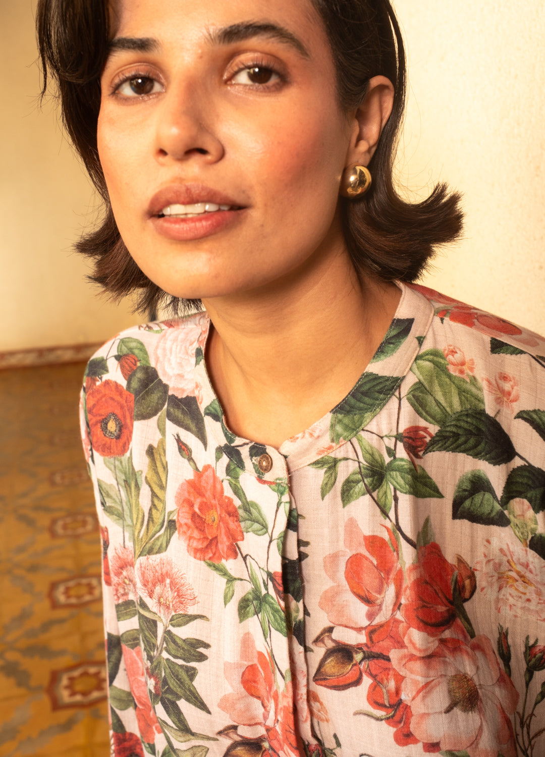 Poppy Pink Kimono Organic Cotton Shirt For Women Online