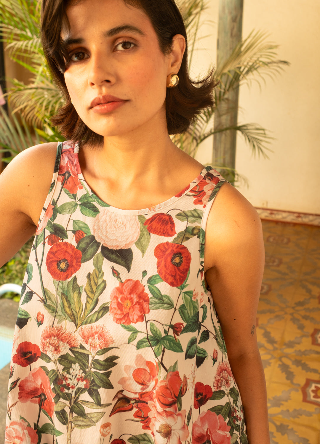 Poppy Pink Organic Cotton Tiered Dress For Women Online