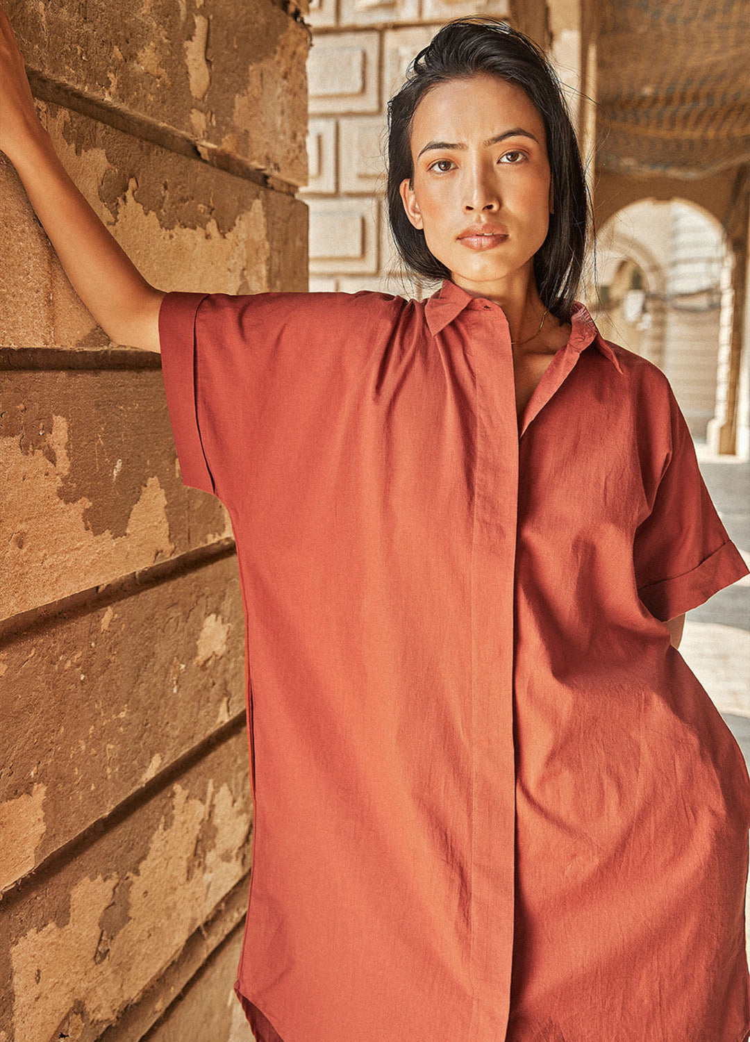 Russet Organic Cotton Shirt Dress For Women Online