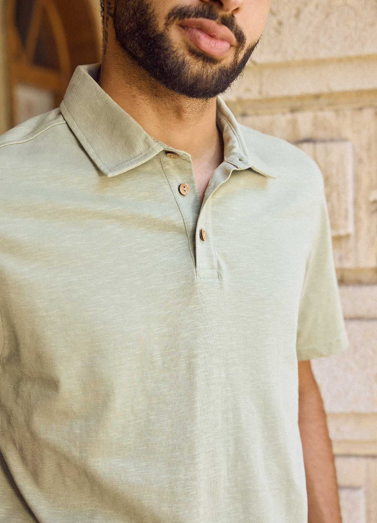Sage Slub Polo