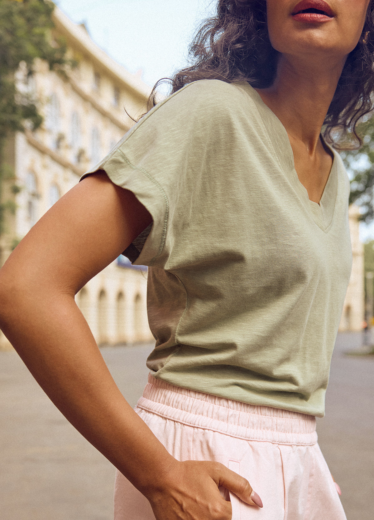 Sage V-Neck Tee