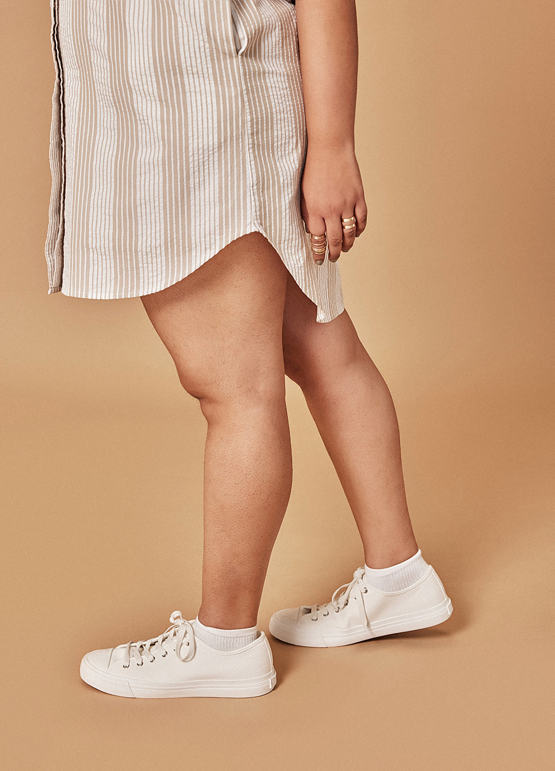 Sand Stripe Shirt Dress