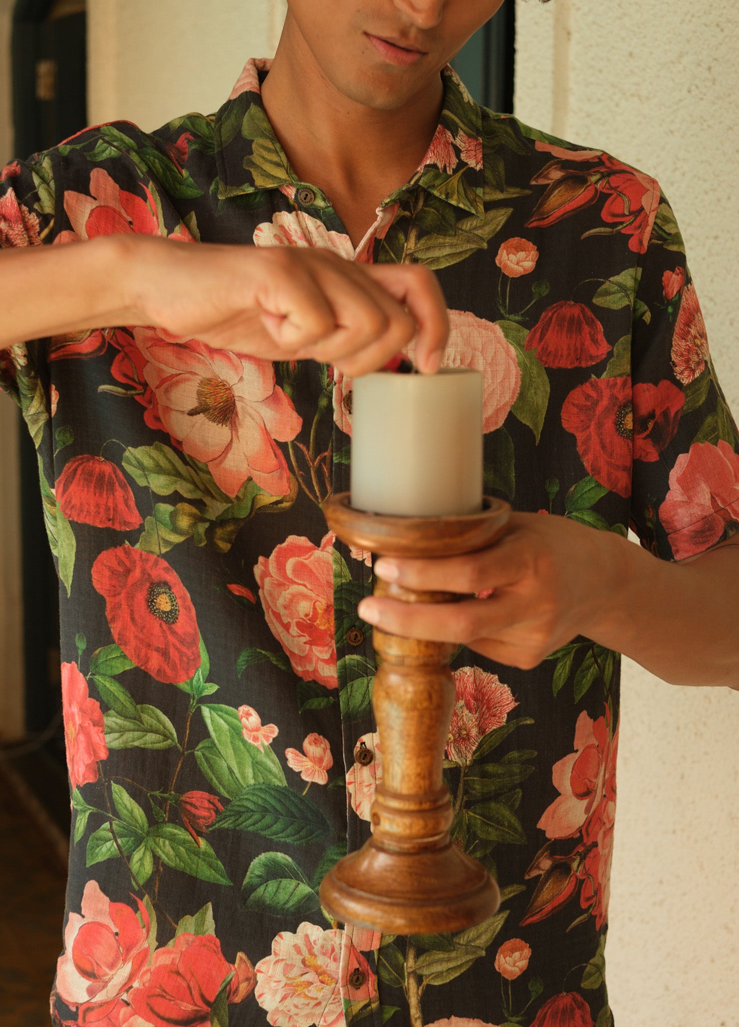 Scarlet Half-Sleeve Muslin Shirt