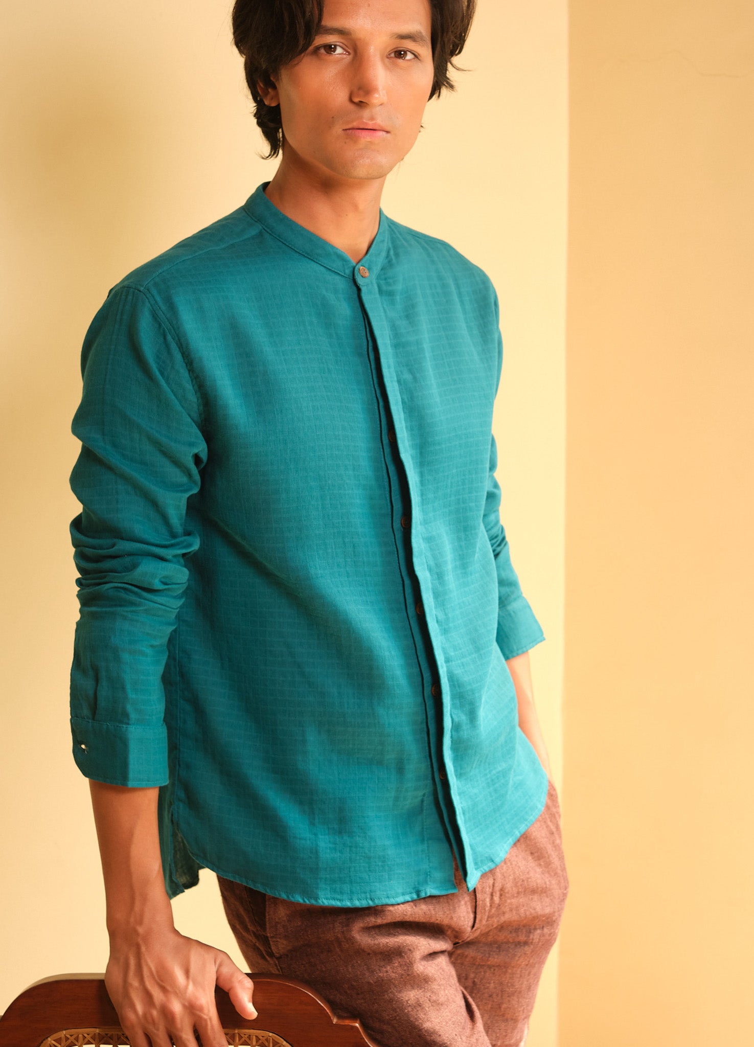 Sea Mandarin Muslin Shirt