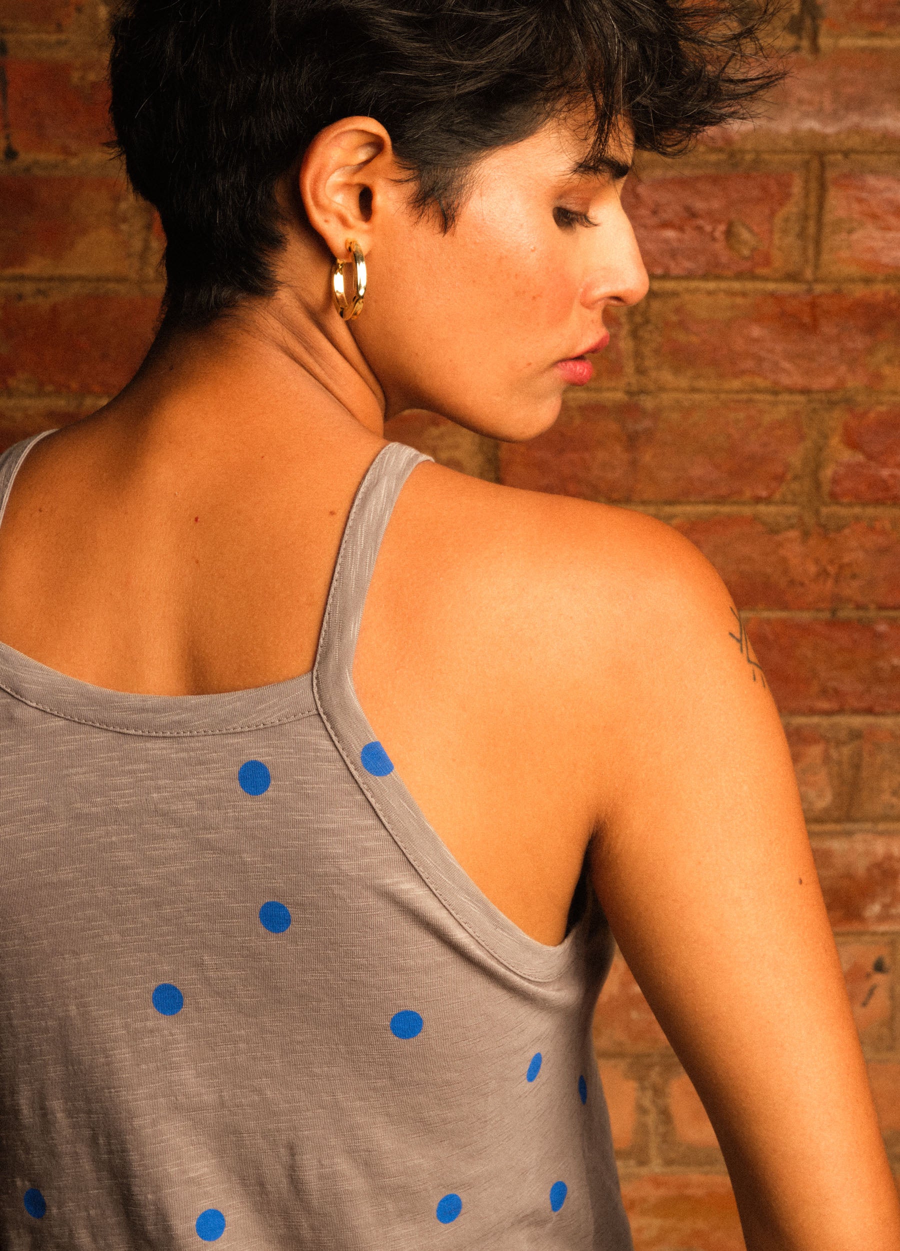 Shadow Polka Halter Top