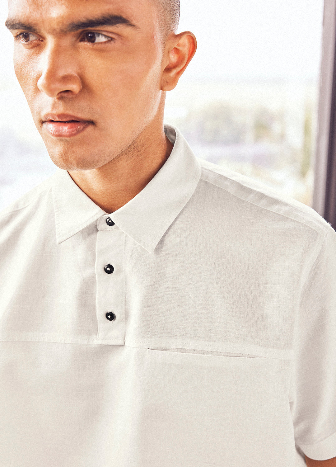 Shammi Ivory White Cotton Linen Shirt For Men Online