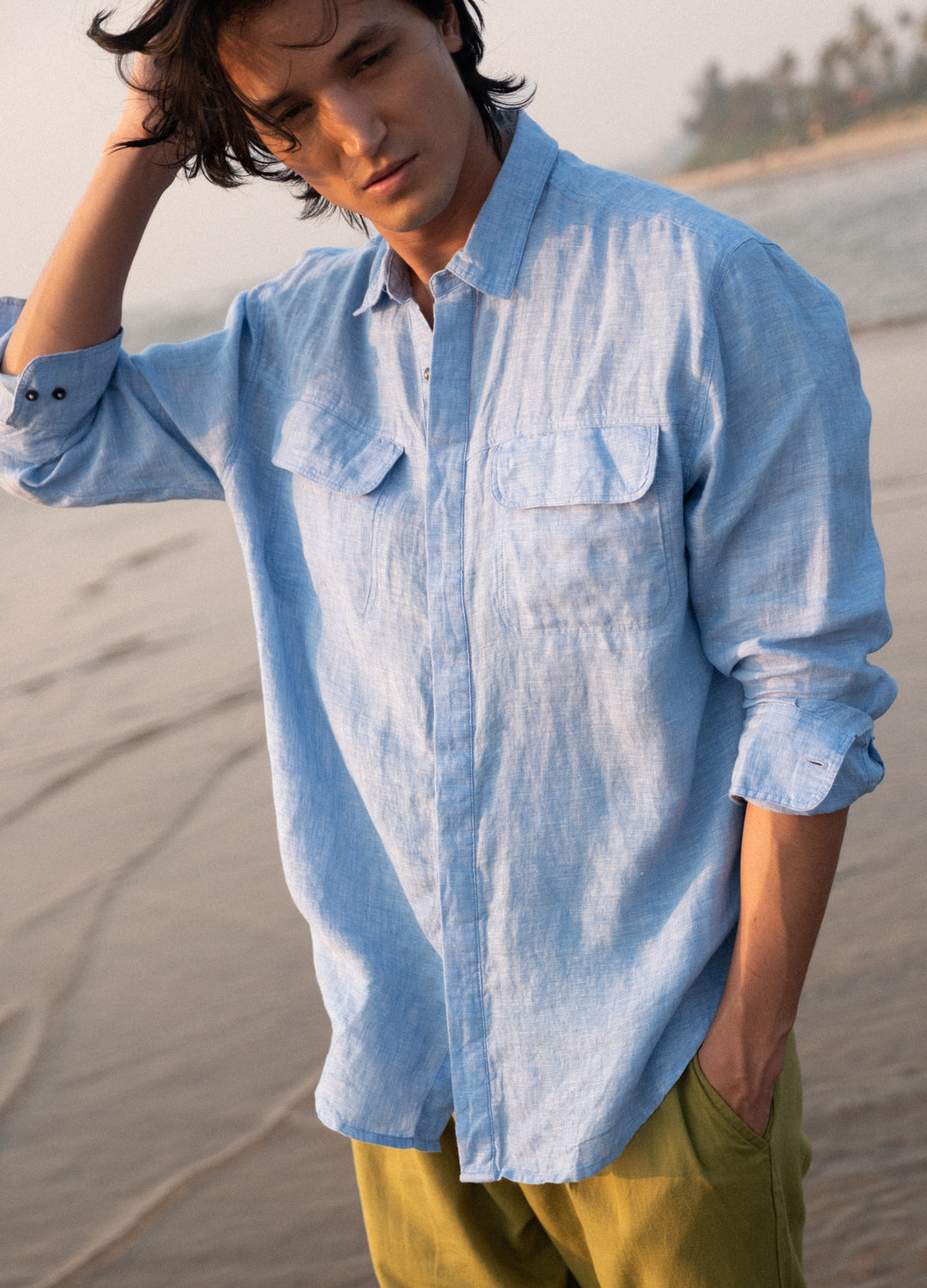 Shashi Linen Shirt In Sapphire