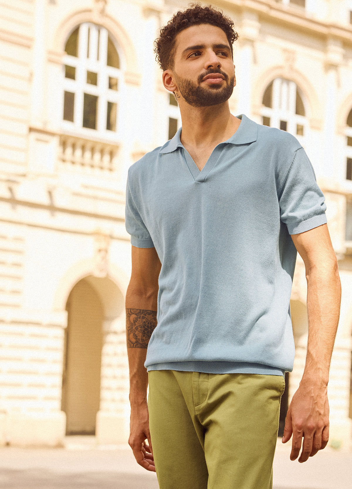 Sky Fine Knit Polo