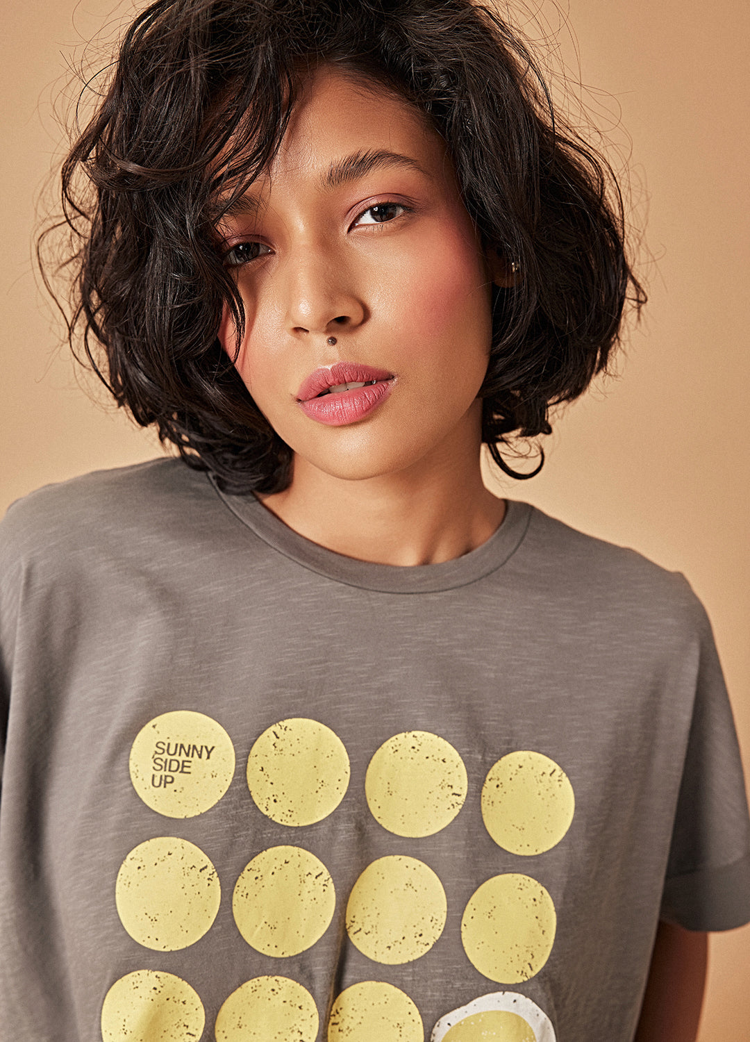 Sunny Grey Egg Print Organic Cotton Oversized T Shirt For Women Online