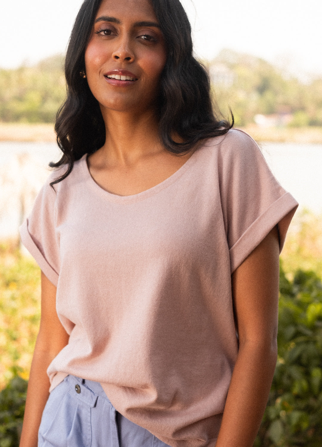 Taupe Fine Knit Tee