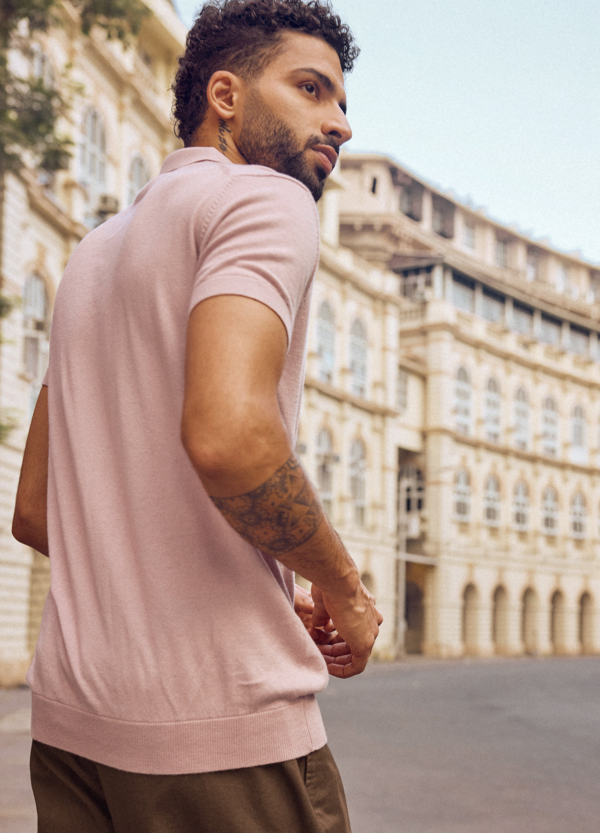 Taupe Fine Knit Polo