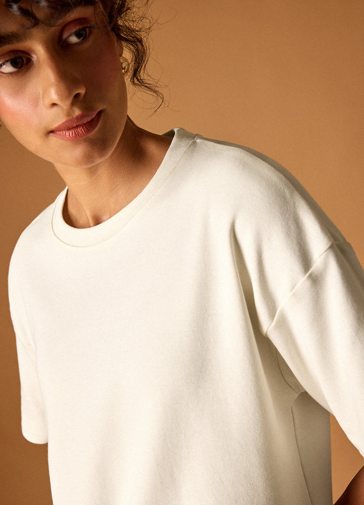 Vanilla Drop-Shoulder Cropped Tee