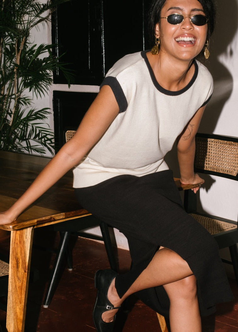 Vanilla White Organic Cotton Knit Vest For Women Online