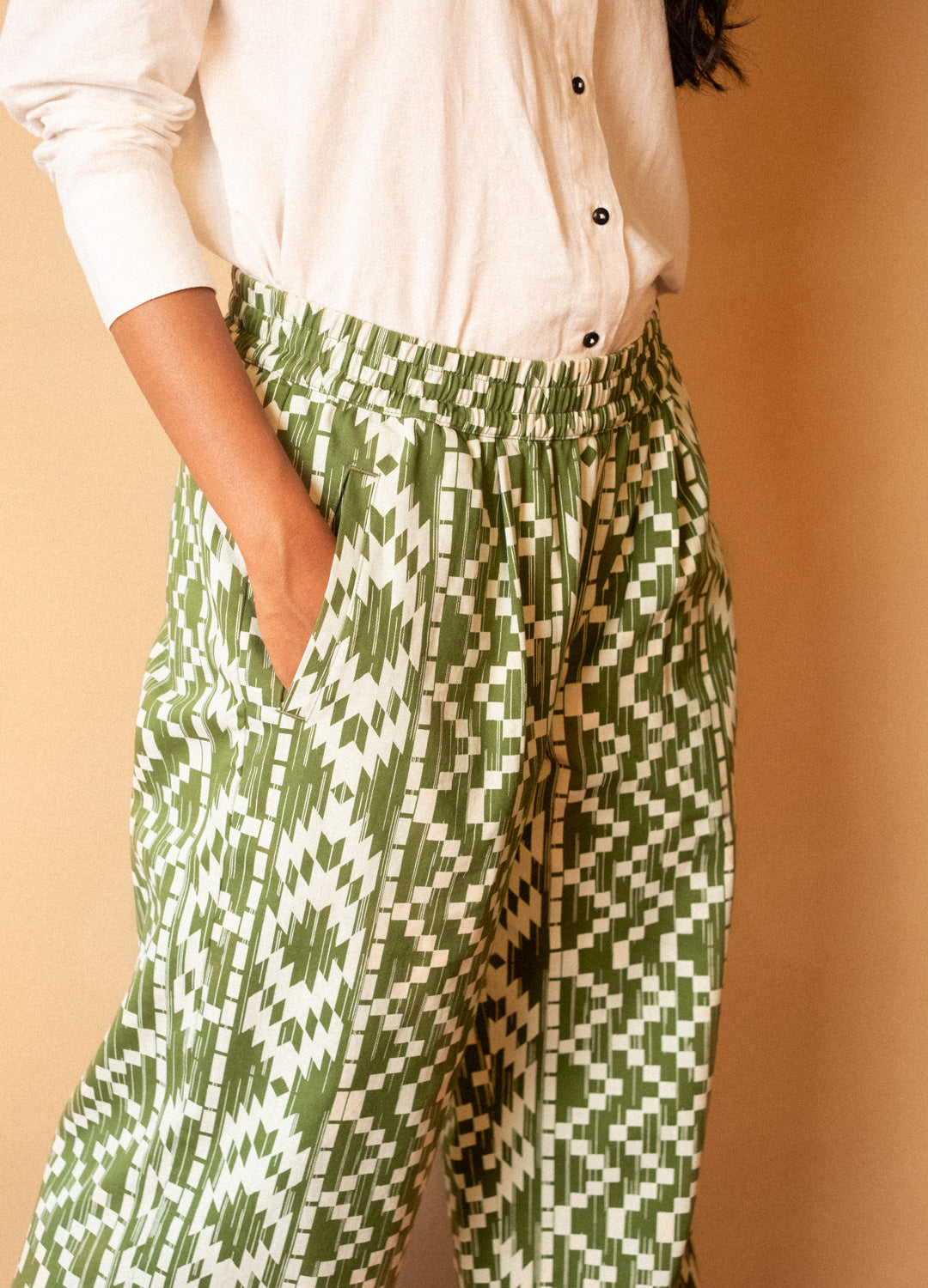 Vera Green Fluid Pull On Wide Leg Pants For Women Online