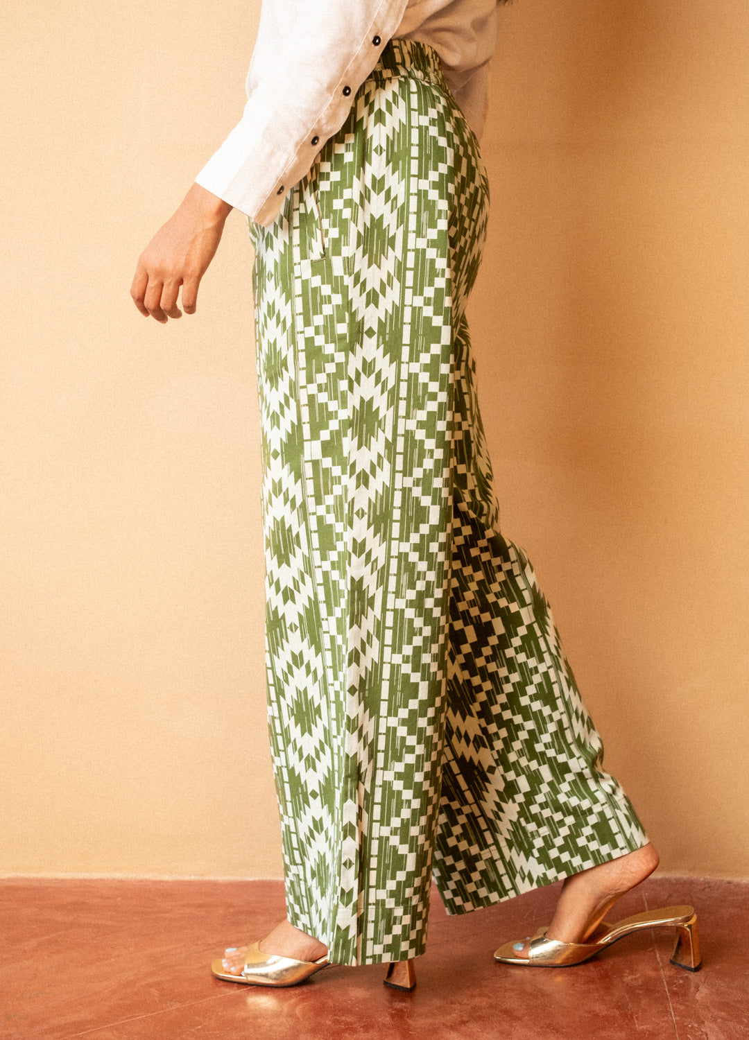Vera Green Fluid Pull On Wide Leg Pants For Women Online