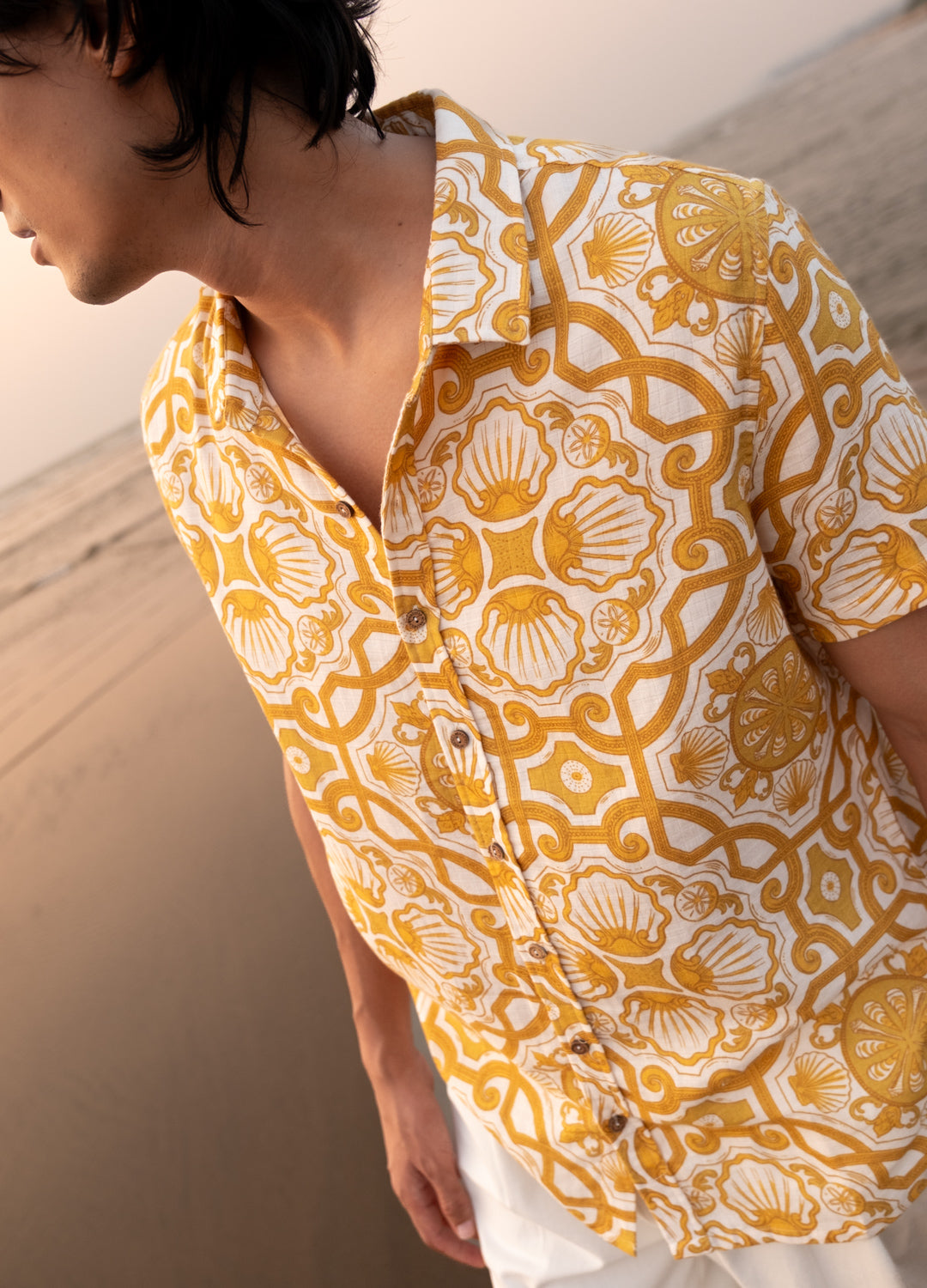 Azul Ochre Half-Sleeve Muslin Shirt