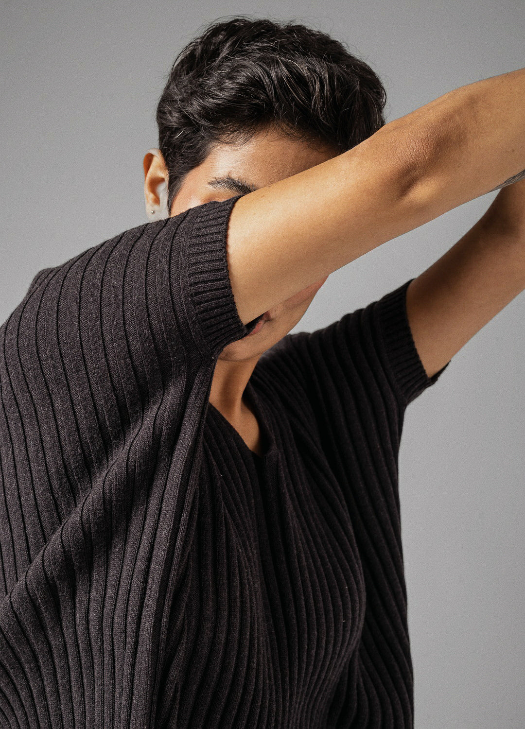 Charcoal Grey Knit Winter Top For Women Online