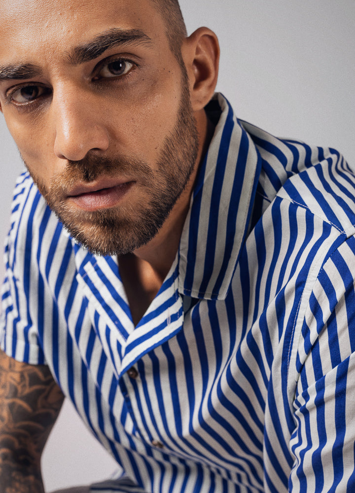 Cobalt Stripe Cuban Shirt