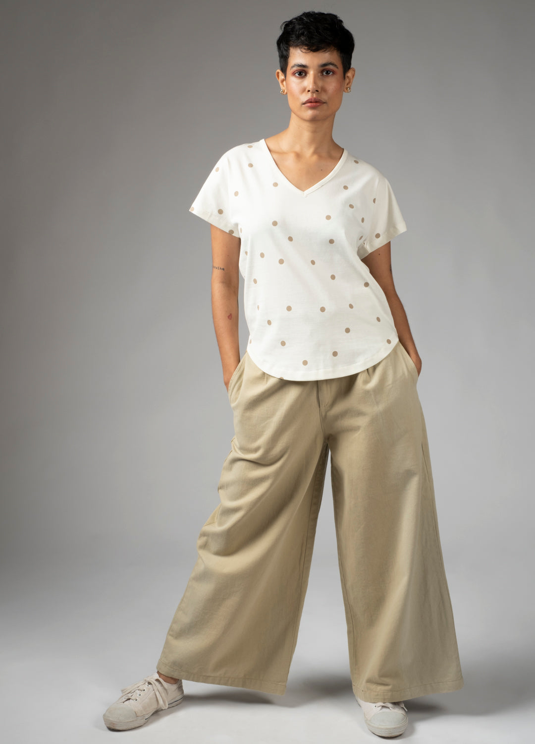 Coconut Polka V-Neck Tee