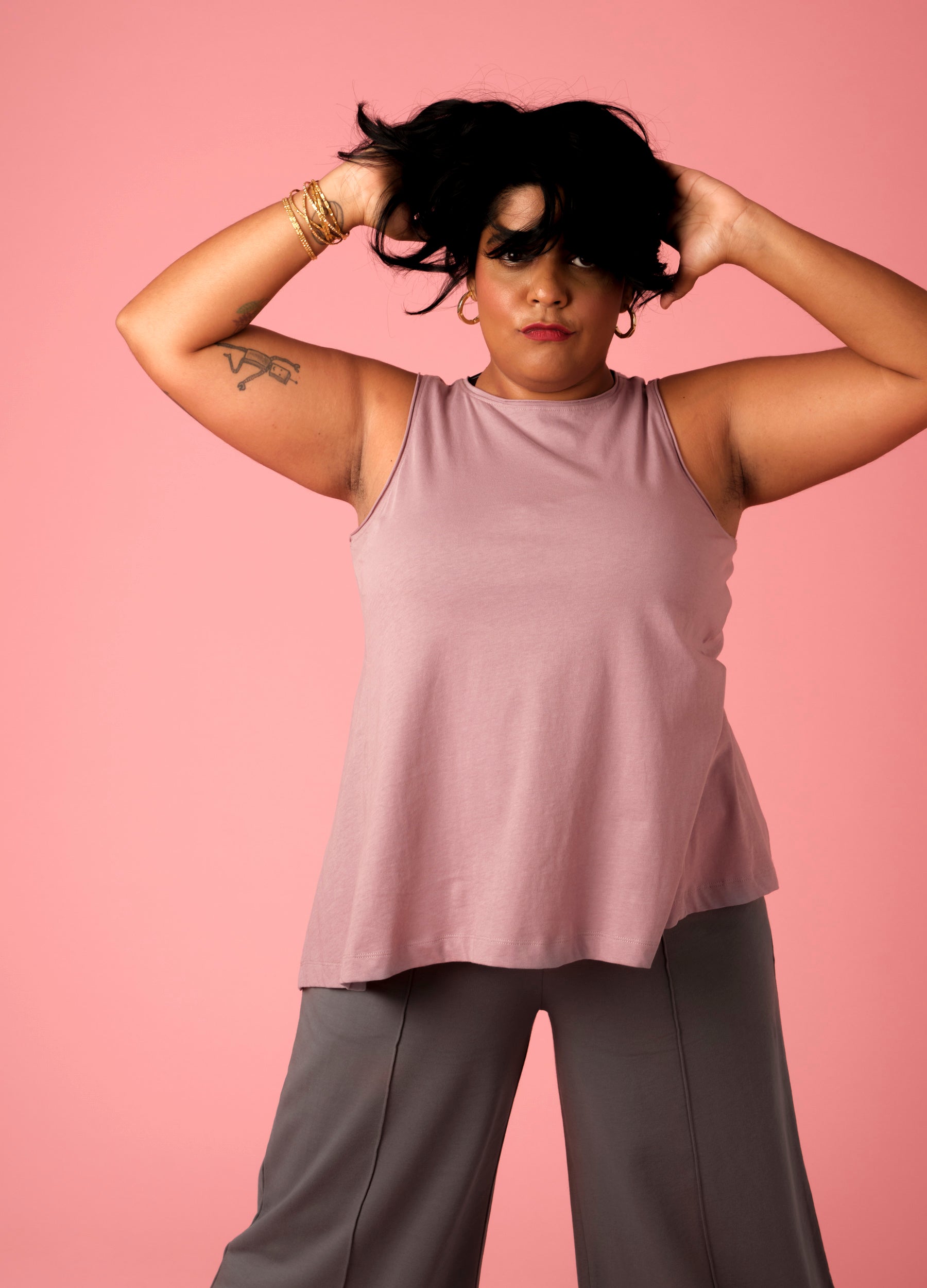 Elderberry Pink Breezy Organic Cotton Tank Top For Women Online