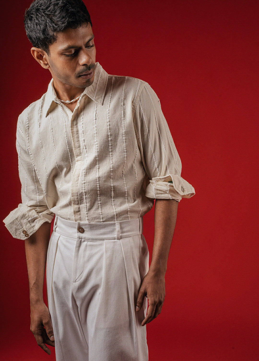 Natural White Recycled Cotton Unisex Shirt For Men Online