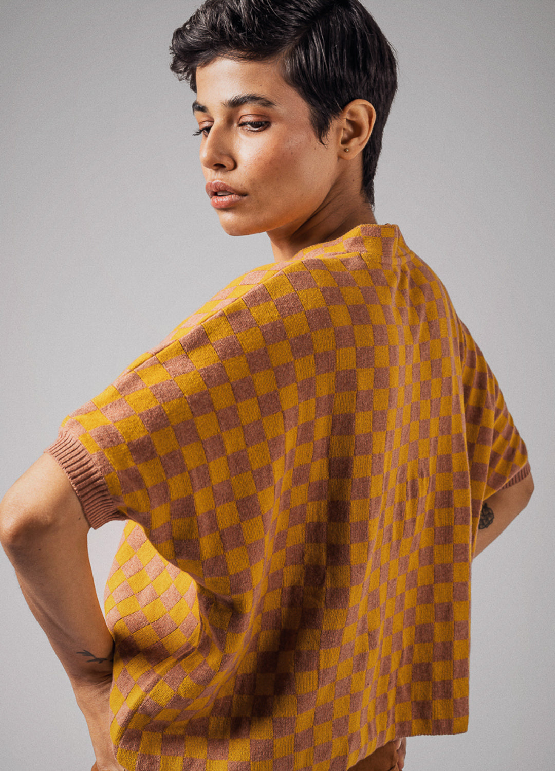 Rhubarb Checkers Knit Top