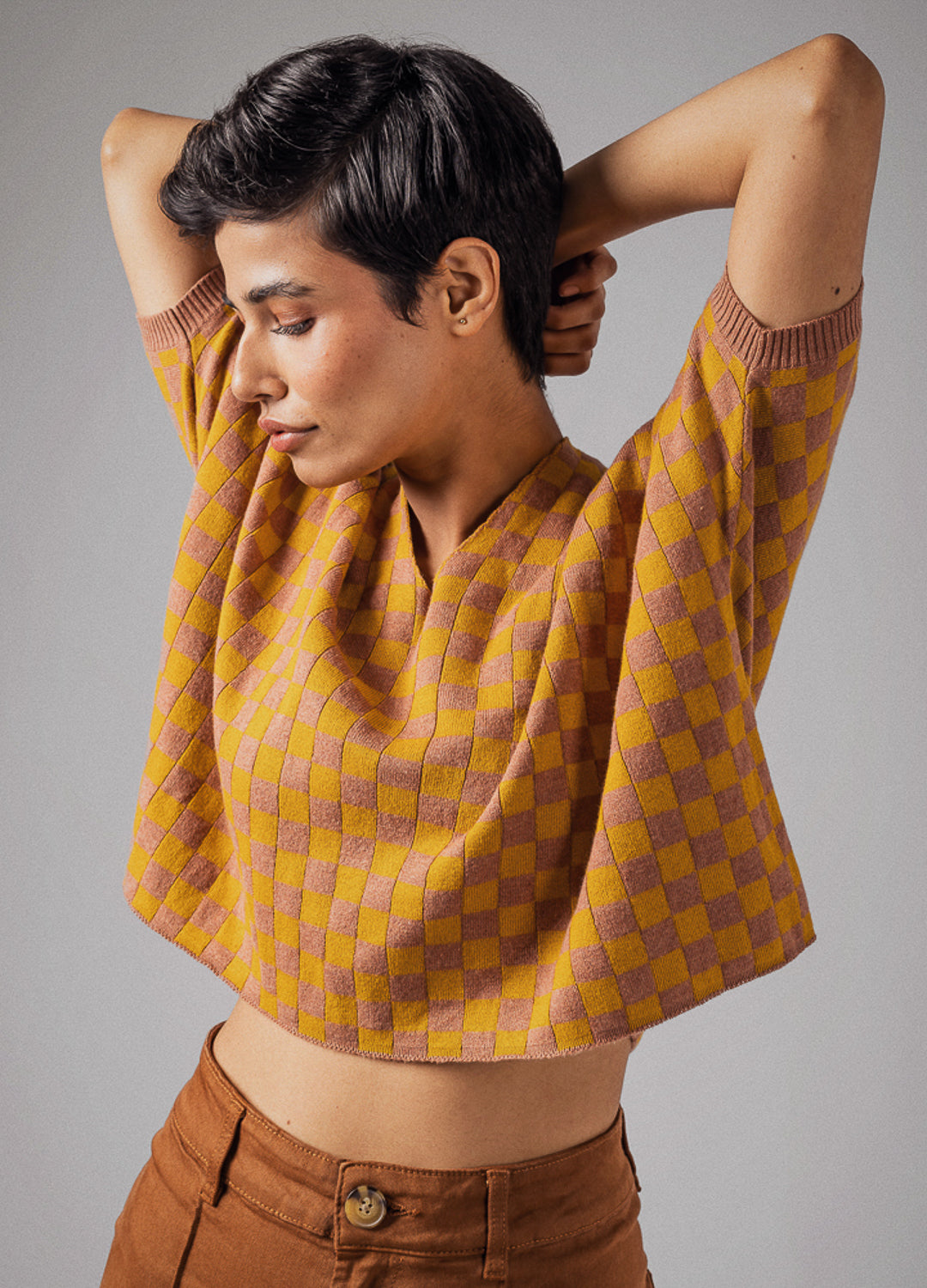 Rhubarb Checkers Knit Top